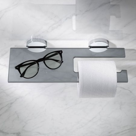 Держатель туалетной бумаги Keuco Edition 90 19073 018000 с полочкой Хром Серый, артикул 19073018000