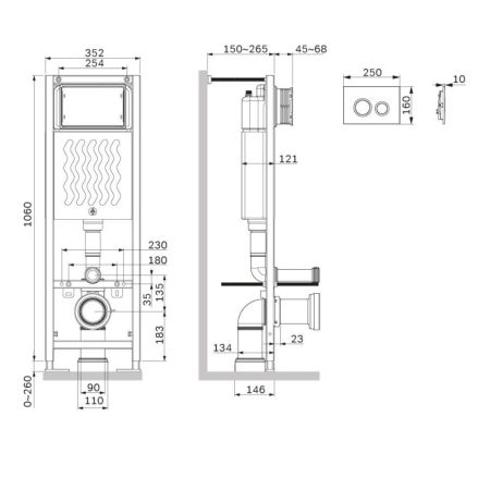 I012711.0101 ErgoFit инсталляция для подвес унитаза с клавишей ErgoFit L пластик, белый глянцевый, артикул I012711.0101