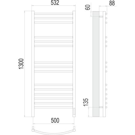 Полотенцесушитель электрический Terminus Классик П15 50х130, артикул 4670078527349