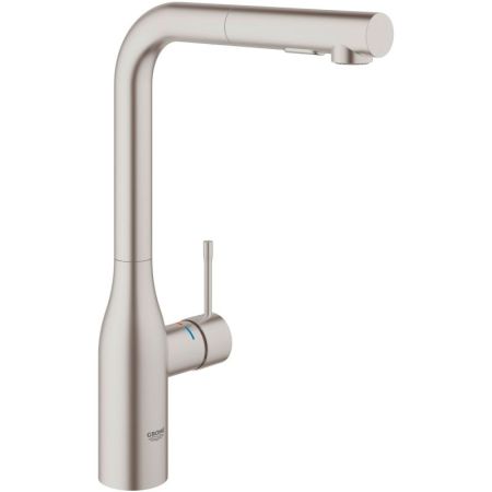 Смеситель для кухни GROHE Essence+ с высоким изливом и выдвижной лейкой, суперсталь (30270DC0)