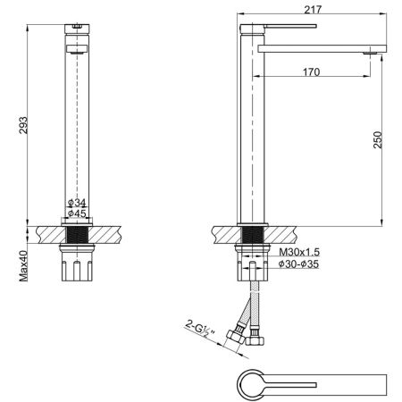 Смеситель Lemark Valday для раковины высокий (LMF-8115B-BL), артикул LMF-8115B-BL