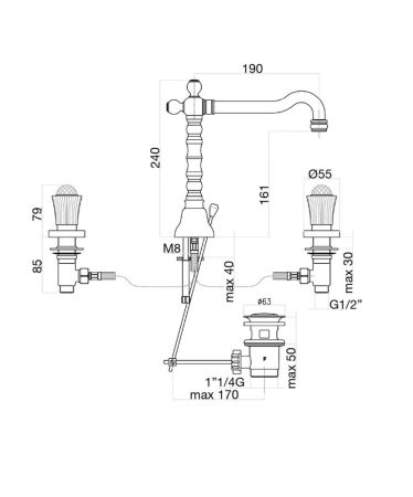 Смеситель для раковины Fiore VENERE SKY (SWAROVSKI®) 13ZZ0637, бронза