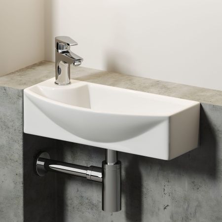 Умывальник подвесной прямоугольный с крепежом (чаша справа, отверстие под смеситель слева) Element 455*220*130мм CN6038R, артикул CN6038R