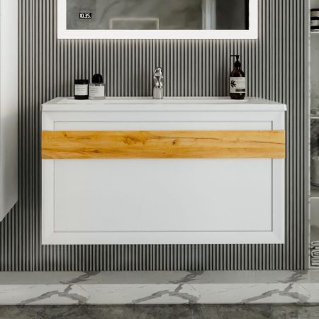 Тумба под раковину подвесная Бриклаер БЕРЛИН белый , 100 см, артикул 4627125416095