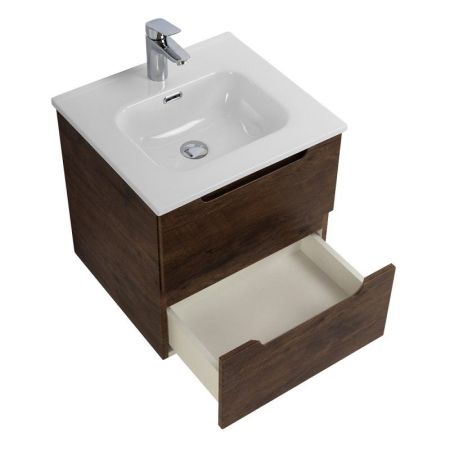 ETNA База под раковину подвесная с двумя выкатными ящиками, с доводчиками, Rovere Nature, 500x460x500, ETNA-500-2C-SO-RN, артикул ETNA-500-2C-SO-RN