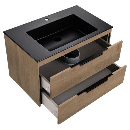 База под раковину Chiara 2D 800 подвесная, 2 выкатных ящика soft-close, N.Oak, артикул VMC-2C2800NO