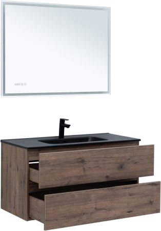 Тумба под раковину Aquanet Алвита New 100 2 ящика, дуб веллингтон табак, артикул 00334188