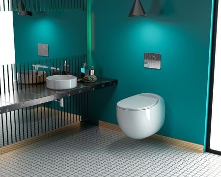FORLI Унитаз подвесной безободковый с сиденьем в комплекте AM020CHR/SC, артикул AM020CHR/SC