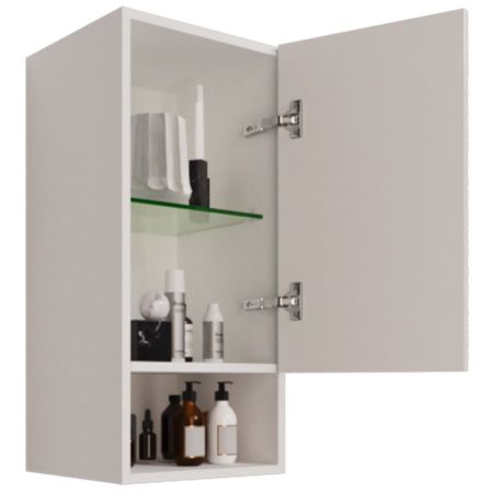 Полупенал PERFECTO, 35 см, подвесной, правый, 1 дверца, push-to-open, 1 стеклянная полка, белый глянец, артикул 99.0810