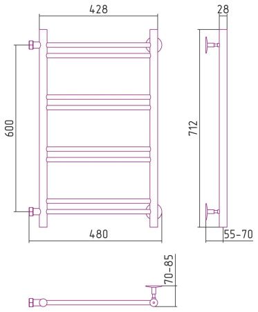 Полотенцесушитель СТИЛЬЕ "Версия-Б1" 600х400 (2+2+2+2) П 16 (Без покрытия)