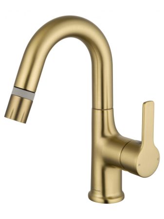 Смеситель для раковины с выдвижным изливом WONZON & WOGHAND, Брашированное золото (WW-FE01L212-BG), артикул WW-FE01L212-BG