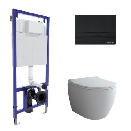 Комплект BERGES: инсталляция NOVUM, кнопка F5, унитаз OKUS, сидение дюропласт Toma Slim SO, артикул 043273