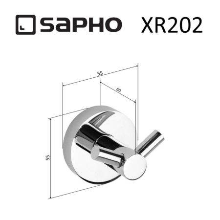 Крючок X-ROUND двойной, 55x55x50 мм, хром, Sapho, артикул XR202