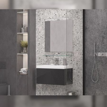 Тумба под раковину подвесная Velvex Edge tp.EDG.9696.70.1Y графит, 70 см, артикул tp.EDG.9696.70.1Y графит