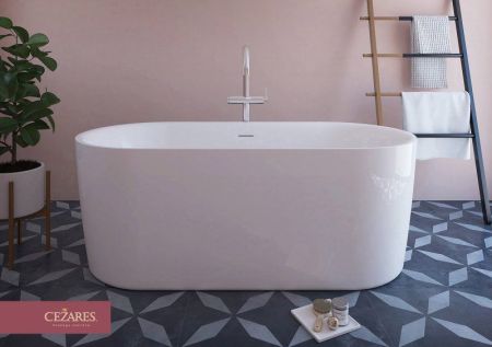 Акриловая ванна отдельно стоящая, цельная, белая матовая внутри, чёрная матовая снаружи,  METAURO-INT-Central-180-80-60-B-W-MATT, артикул METAURO-INT-Central-180-80-60-B-W-MATT