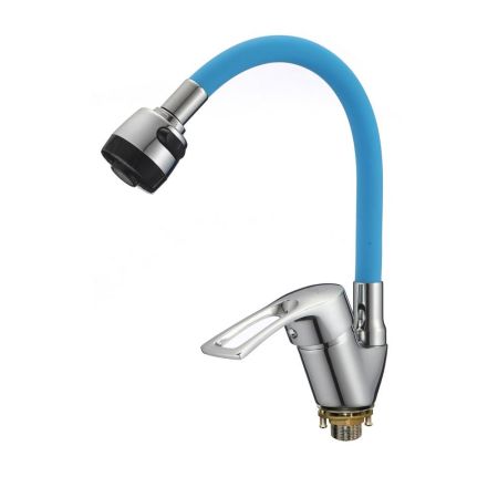 Смеситель для кухни с гибким изливом D-Lin D150422-6T, хром/синий, артикул D150422-6T