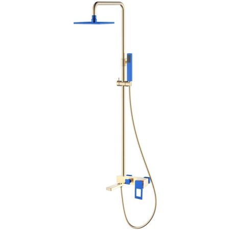 Душевая система Boheme Q 148-GUV Золото Синяя, артикул 148-GUV