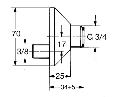 Эксцентрик s-образный 3/8 x 3/4 GROHE, регулируемый 17 мм (12050000)
