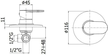 Смеситель для душа Paffoni Candy CA010CR (с внутренней частью)