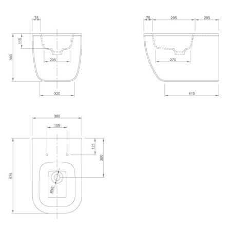 KNIEF Glam Биде подвесное 58х39х37 см, с 1 отв под смеситель, цвет  белый матовый