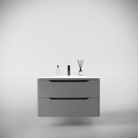 Тумба подвесная "Марелла 90" (2 ящ.) Люкс антискрейтч серый, PLUS