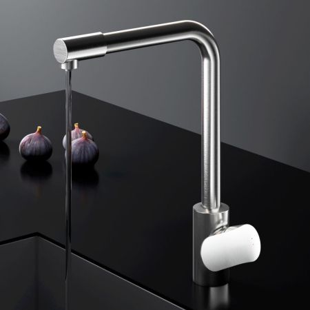 F8005711 Like, смеситель для кухни с каналом для питьевой воды, L-излив, сатин, шт., артикул F8005711