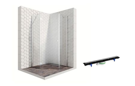 Душевой уголок Ambassador Diamond 12011112L-PR3, пятиугольный, линейный трап, 100х100, артикул 12011112L-PR3