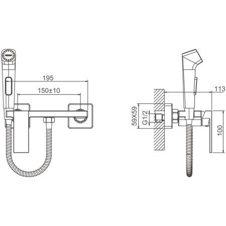 Гигиенический душ со смесителем BELZ B55653-7, черный, артикул B55653-7