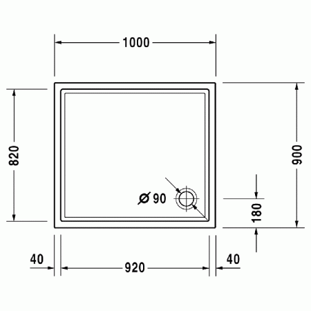 Duravit Starck Slimline Поддон акриловый 1000x900х50mm, d 90, с антислипом, цвет белый, артикул 720120000000001