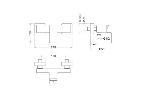 Смеситель для душа AQUATEK, матовый черный AQ1660MB ЛИБРА, артикул AQ1660MB