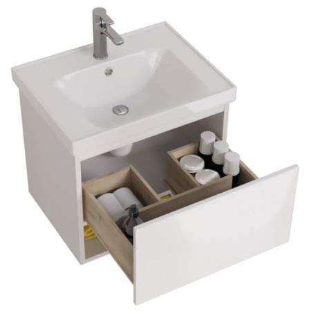 PERFECTO Тумба 60 см подвес. 1 ящ., push-to-open, белый глянец