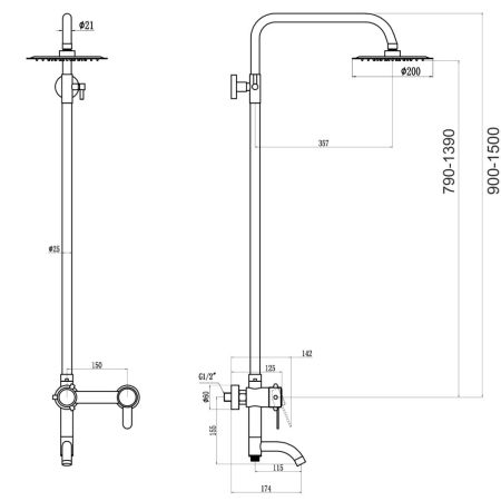Душевая система Fmark FS8345, сатин, артикул FS8345