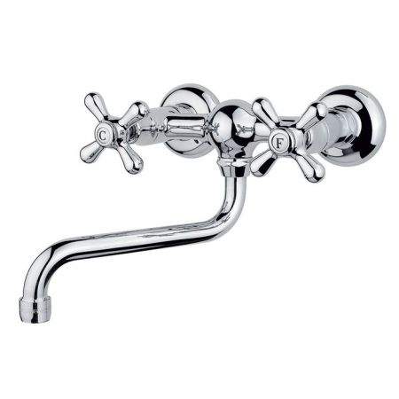 Nicolazzi Nuova Brenta Смеситель для раковины с 2мя ручками, настенный, цвет: хром, артикул 2505CR