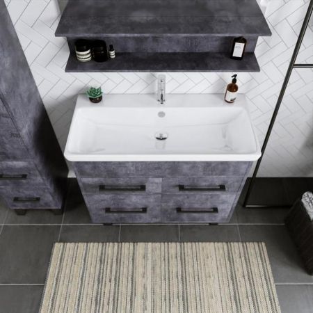 Тумба под раковину напольная Бриклаер ЧИЛИ цемент, 90 см, артикул 4627125415241