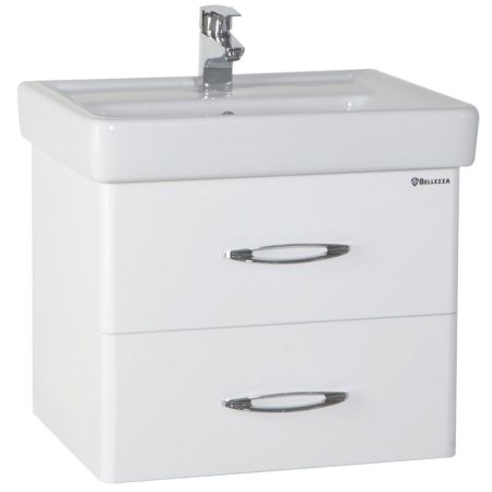 Тумба под раковину Bellezza Джела 60 4639809670013 2 ящика подвесная Белая, артикул 4639809670013