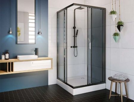 Душевой уголок Alex Baitler AB 144-B90 90x90 профиль Черный стекло тонированное