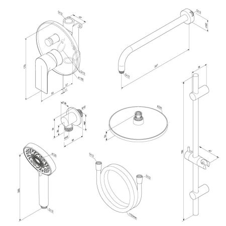 947530000 Apollo встраиваемая душевая система с душевым смесителем и штангой, хром, артикул 947530000