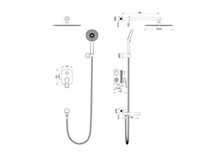 Душевая система встраиваемая WONZON & WOGHAND FRAME, Брашированное золото (WW-88939010-BG), артикул WW-88939010-BG