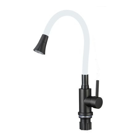 Смеситель для кухни с гибким изливом и режимом душ Fmark FS8299H-02, черный/белый, артикул FS8299H-02