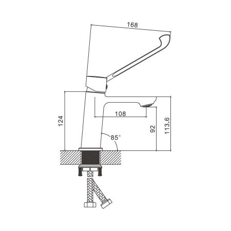 Смеситель для раковины с хирургической ручкой BELZ B10019, хром