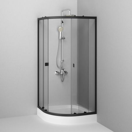 W88E-205-090BT64 X-Joy Twin Slide,  Душевое ограждение c поддоном, 90x90, профиль черный, артикул W88E-205-090BT64