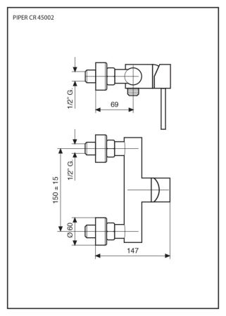 Emmevi Piper, однорычажный смеситель для душа без набора для душа, цвет хром