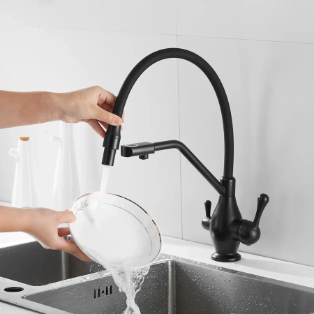 Смеситель для кухни Rose R858H, черный, артикул R858H