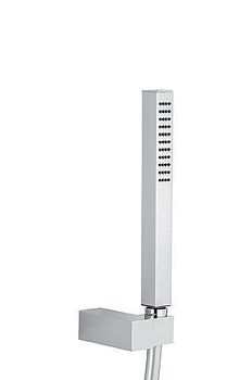 Emmevi, набор ручного душа 166: квадратная лейка, шланг 150 см и держатель лейки (все детали из латуни), цвет хром