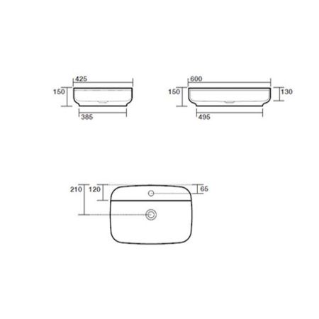Kerasan Tribeca Раковина накладная , 60х43см, h 150мм с 1 отверстием под смеситель, цвет: белый, артикул 514001*1