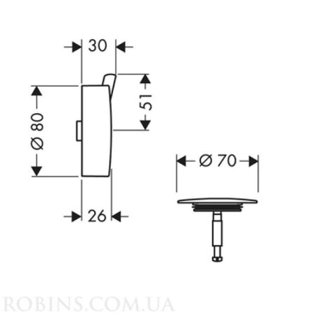HG Flexaplus S Внешняя часть набора для слива и перелива, цвет: хром, артикул 58186000