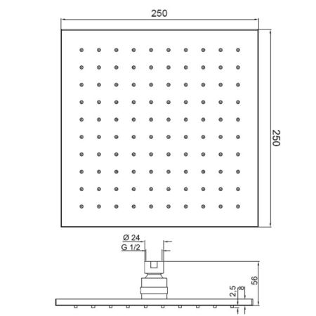 FIMA|Carlo Frattini Wellness Верхний душ из латуни 250х250 мм., квадратный, цвет хром, артикул F2630/2CR