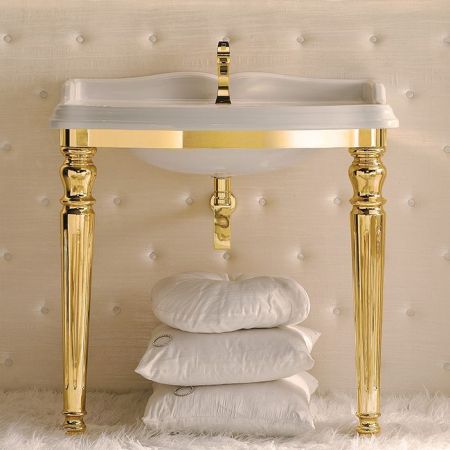 3SC  Консоль King 90х56хh97см, с раковиной LA02 и сифоном,цвет: золото 24к. Lucido