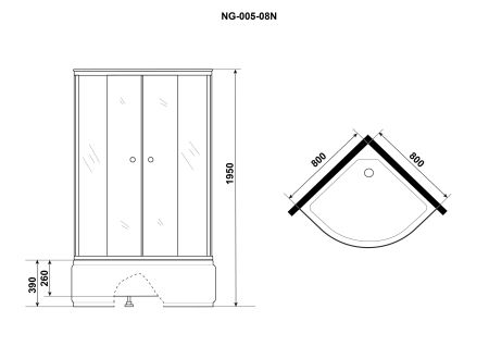 Душевой уголок Niagara Eco NG-005-14 (80х80х195) высокий поддон(39см),стекло матовое,2 места, артикул _0051422