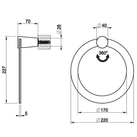 Gessi Cono Полотенцедержатель-кольцо, цвет: Black Metal Brushed PVD, артикул 45509#707